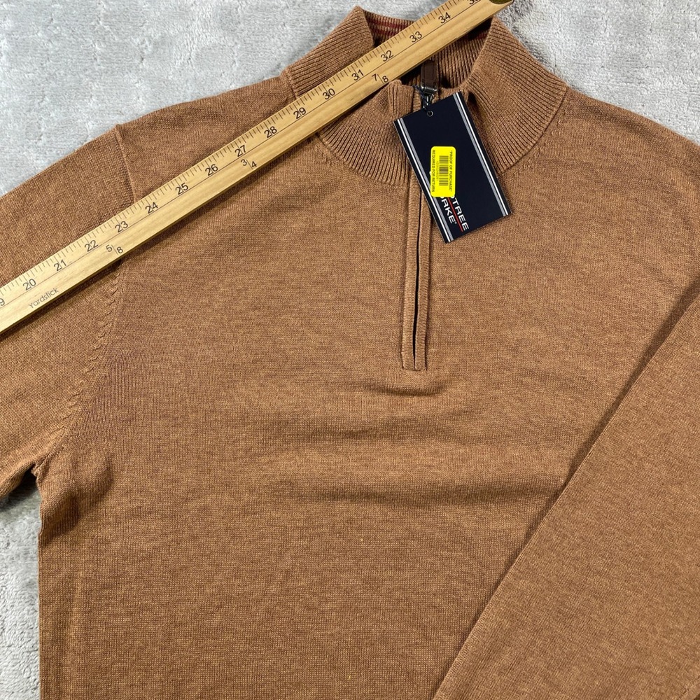 Roundtree Yorke 1/4 Zip Pullover Sweater Mens Medium Brown Office Minimalist - Picture 7 of 11